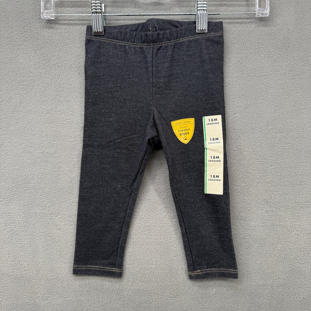Cat & Jack Baby 18M Dark Wash Denim Leggings Tough Cotton‎ Durable Knee